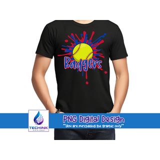 Badgers Splash Softball (DTF PNG Graphic)