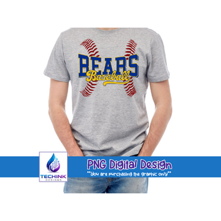 Bears Baseball Threads (DTF PNG Graphic)