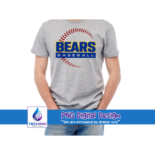 Bears Baseball Circle Threads (DTF PNG Graphic)