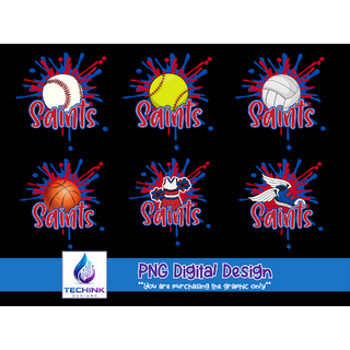 Saints Splash Sports Bundle (DTF PNG Graphic)