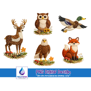 Patchwork Wildlife Bundle (DTF PNG Graphic)