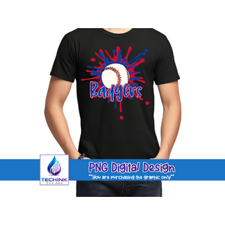 Badgers Splash Baseball (DTF PNG Graphic)