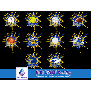 Bears Splash Sports Bundle (DTF PNG Graphic)