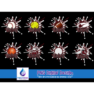 Wolves Splash Sports Bundle (DTF PNG Graphic)
