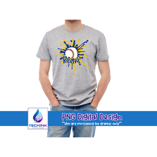 Bears Splash Baseball (DTF PNG Graphic)